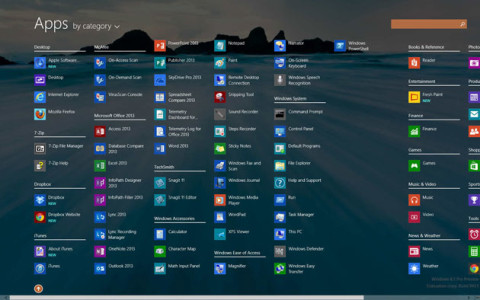 Windows 8.1 all apps by category