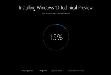 Tampilan Instalasi Windows 10 Preview
