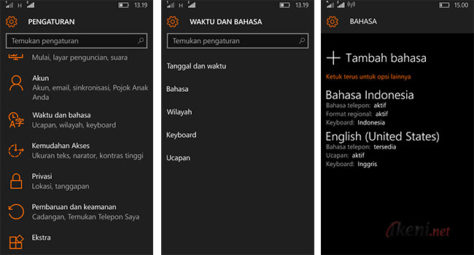 Setting Bahasa di Windows 10 Mobile