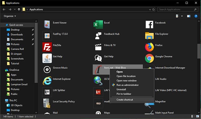 Tips Windows 10: Cara Cepat Menampilkan Icon Shortcut Aplikasi Di Desktop | Ikeni.net